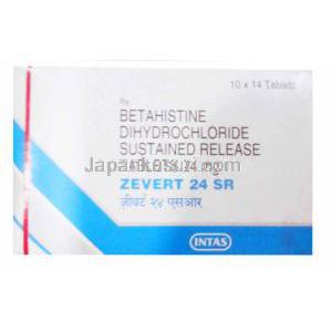 ゼバート 24 SR, ベタヒスチン　24mg, 製造元：インタス,箱表面